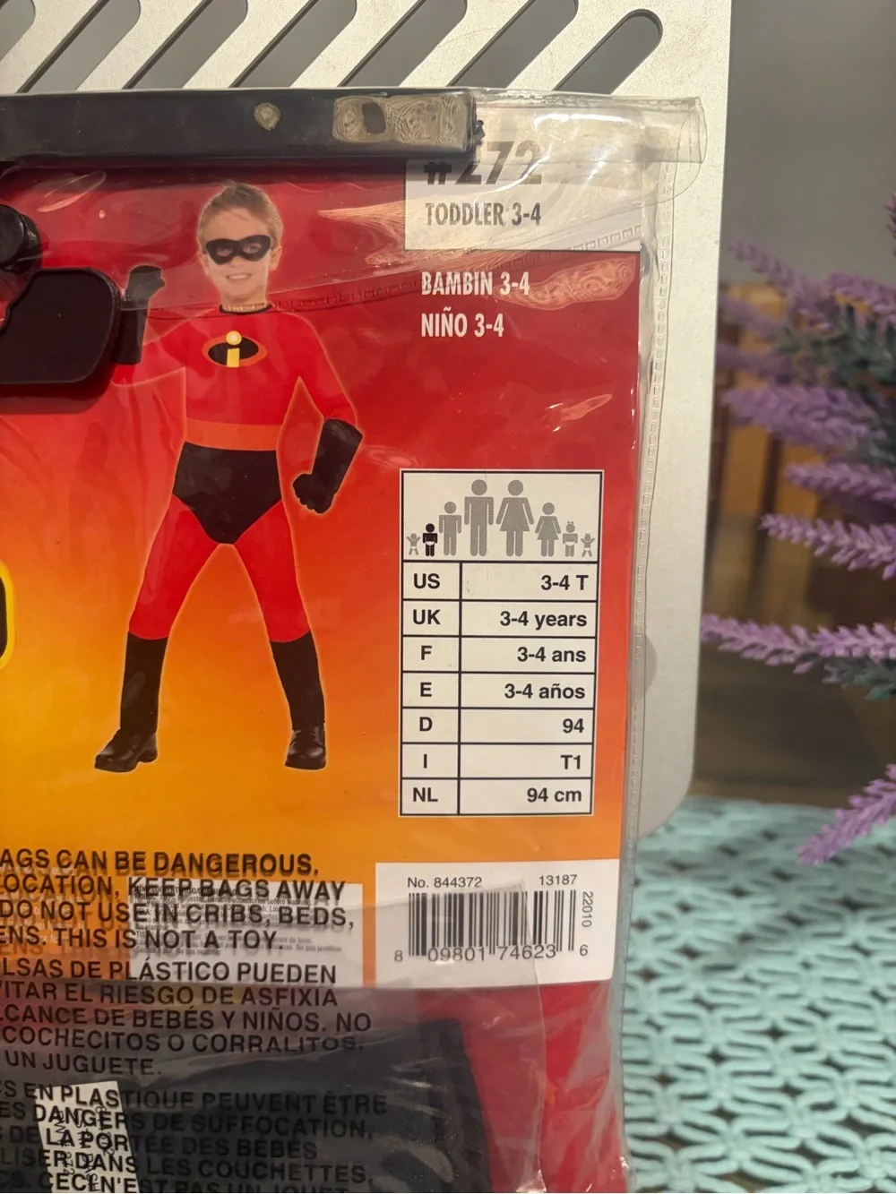 Disney The Incredibles Dash Toddler Costume 3T 4T Red Black Jumpsuit Mask New
